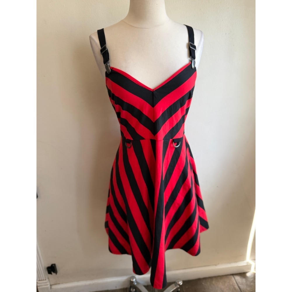 Killstar x Avril lavigne red black striped mini dress